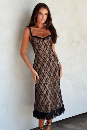 Ina Floral Lace Ruffle Maxi Dress