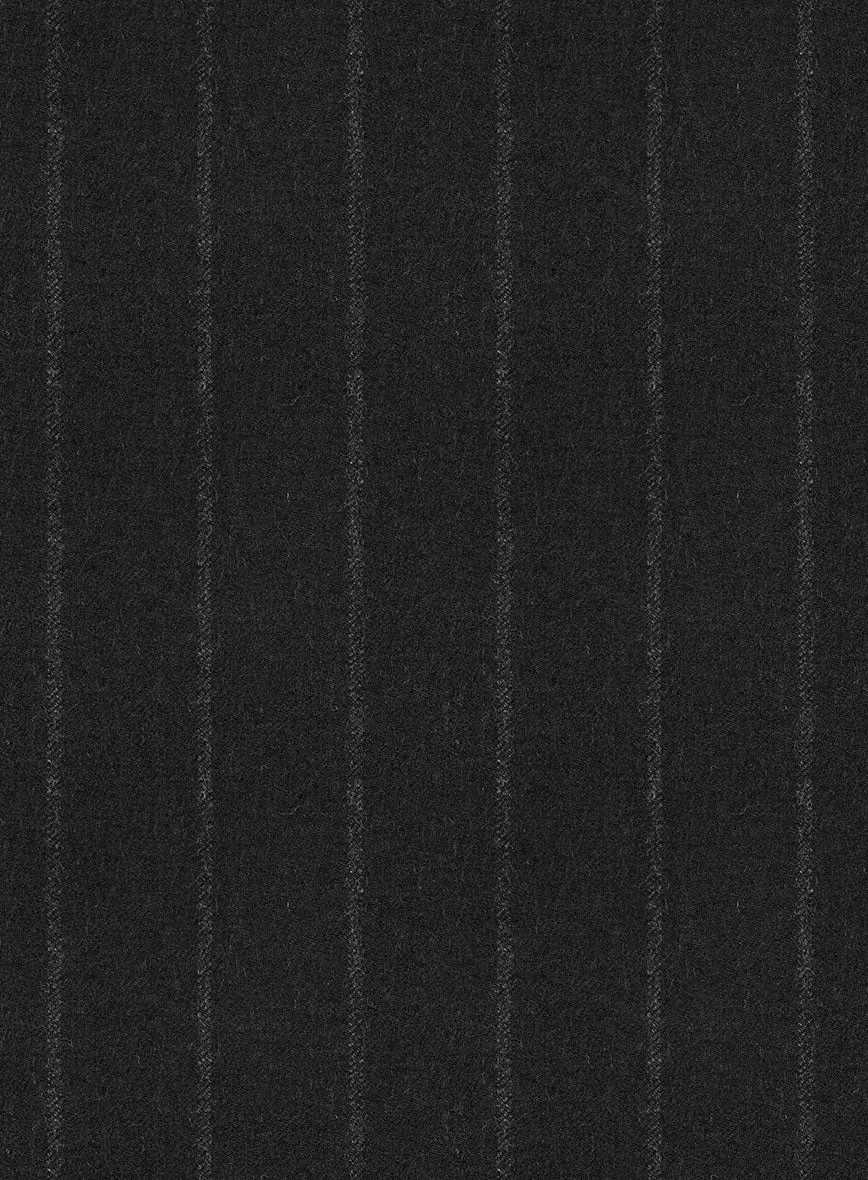 Italian Uben Black Chalkstripe Flannel Pants