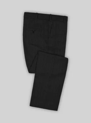 Italian Uben Black Chalkstripe Flannel Pants