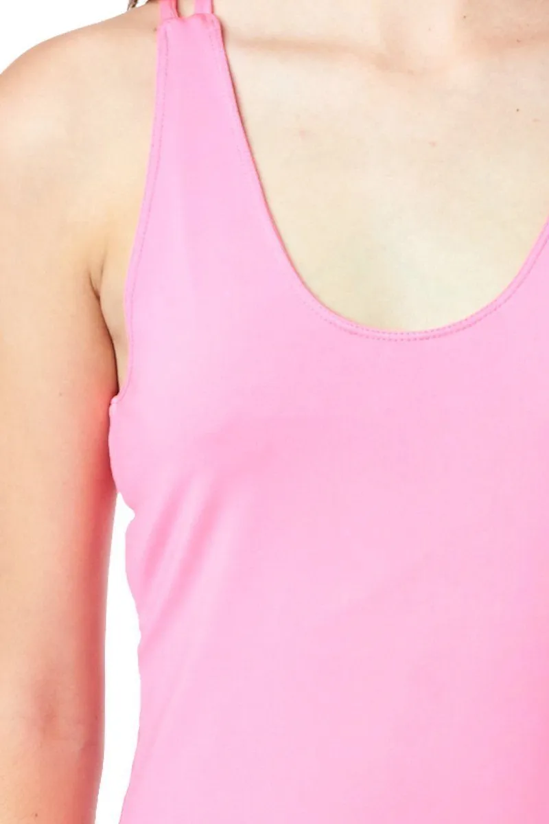 LA Society Women's Yoga Fitness Pink/Black Sleeveless Tank Top and Yoga Legging Pants