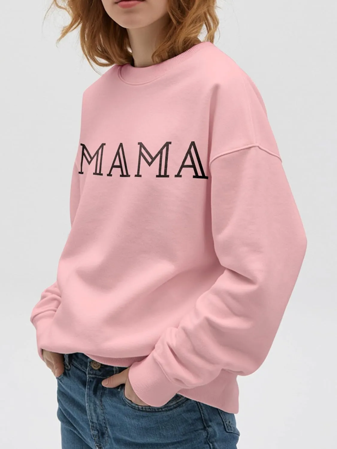 Mama Sweatshirt for Women Crewneck Casual Oversized Pullover Long Sleeve Tops Sweater Gift for New Mom
