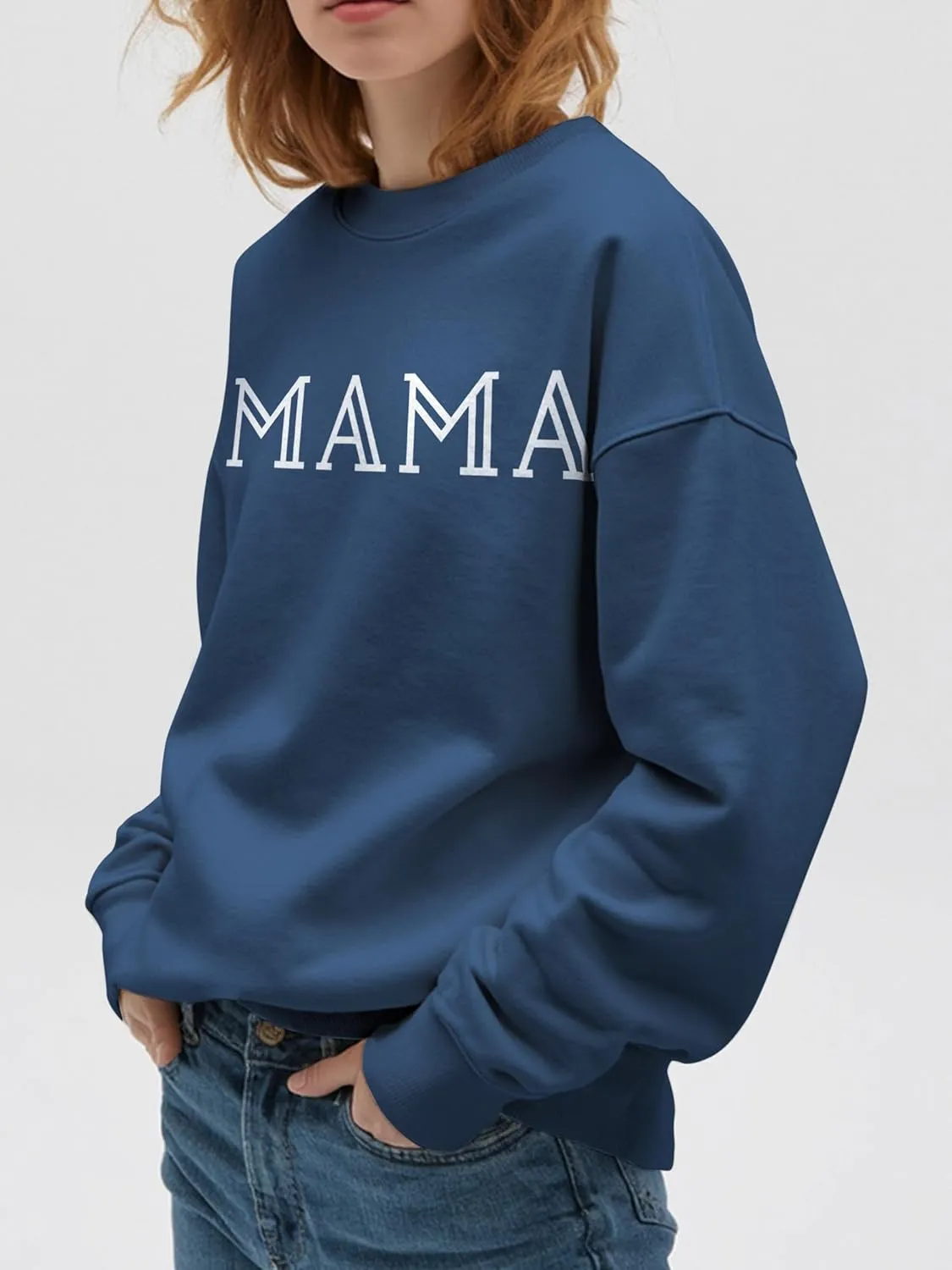 Mama Sweatshirt for Women Crewneck Casual Oversized Pullover Long Sleeve Tops Sweater Gift for New Mom