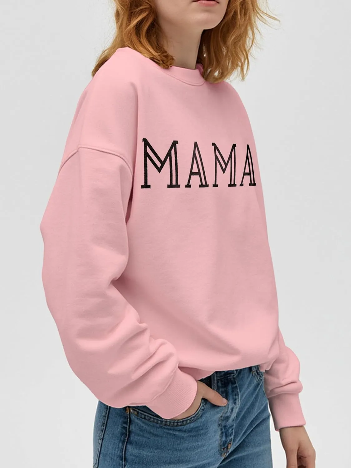 Mama Sweatshirt for Women Crewneck Casual Oversized Pullover Long Sleeve Tops Sweater Gift for New Mom