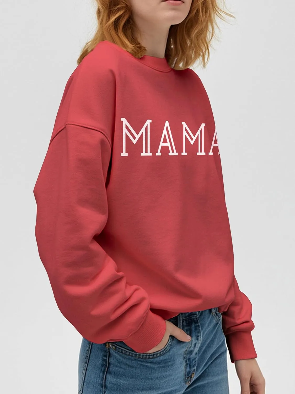 Mama Sweatshirt for Women Crewneck Casual Oversized Pullover Long Sleeve Tops Sweater Gift for New Mom