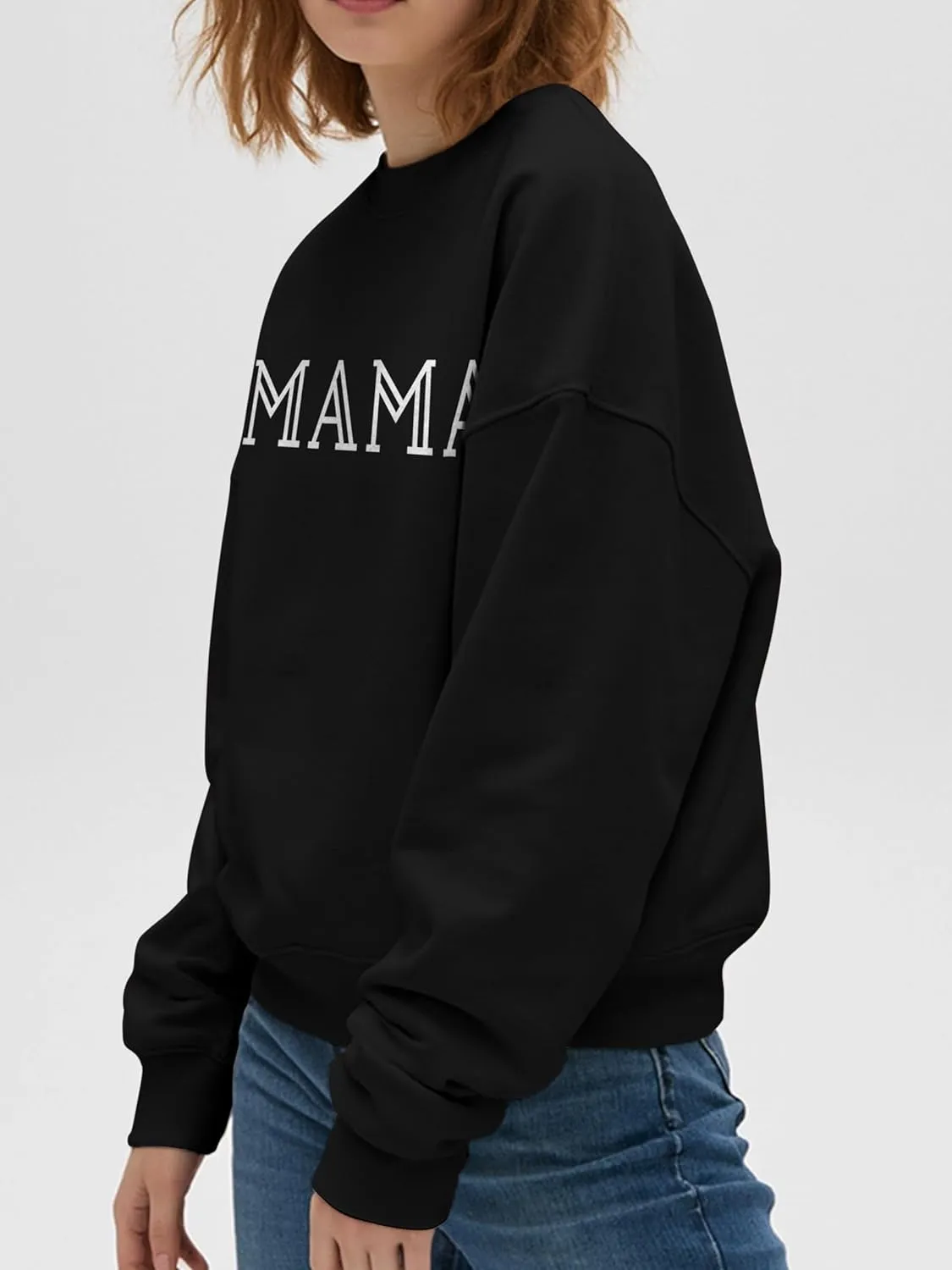 Mama Sweatshirt for Women Crewneck Casual Oversized Pullover Long Sleeve Tops Sweater Gift for New Mom