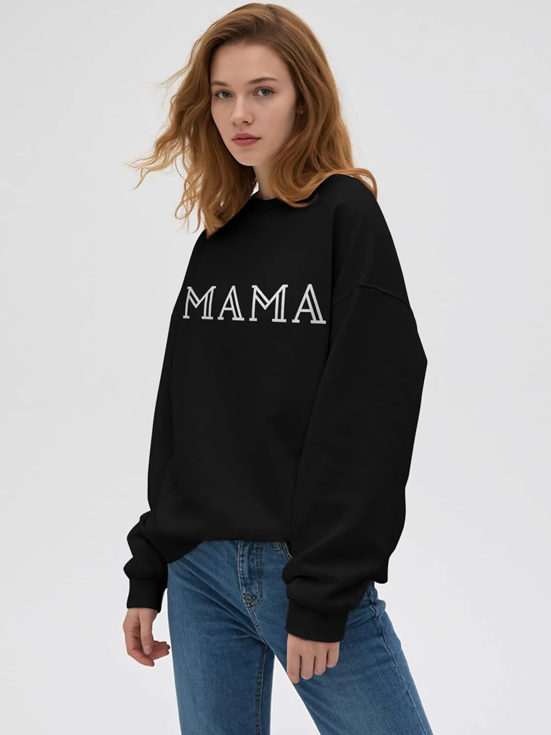Mama Sweatshirt for Women Crewneck Casual Oversized Pullover Long Sleeve Tops Sweater Gift for New Mom