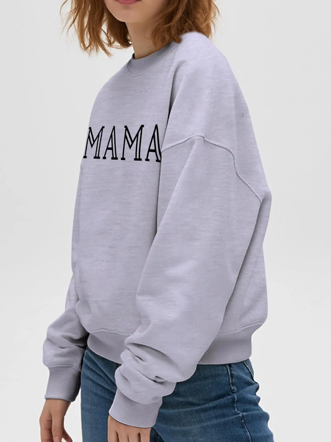 Mama Sweatshirt for Women Crewneck Casual Oversized Pullover Long Sleeve Tops Sweater Gift for New Mom