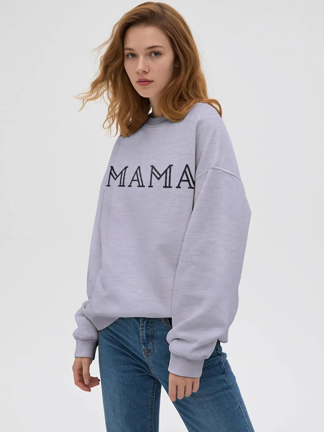 Mama Sweatshirt for Women Crewneck Casual Oversized Pullover Long Sleeve Tops Sweater Gift for New Mom