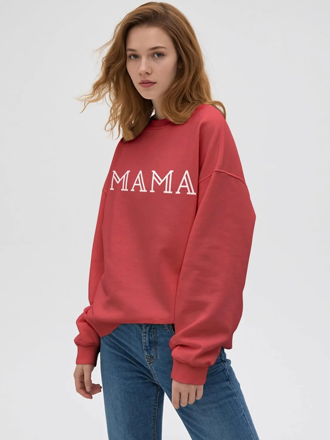 Mama Sweatshirt for Women Crewneck Casual Oversized Pullover Long Sleeve Tops Sweater Gift for New Mom