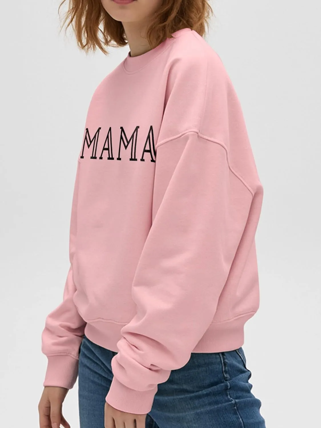 Mama Sweatshirt for Women Crewneck Casual Oversized Pullover Long Sleeve Tops Sweater Gift for New Mom