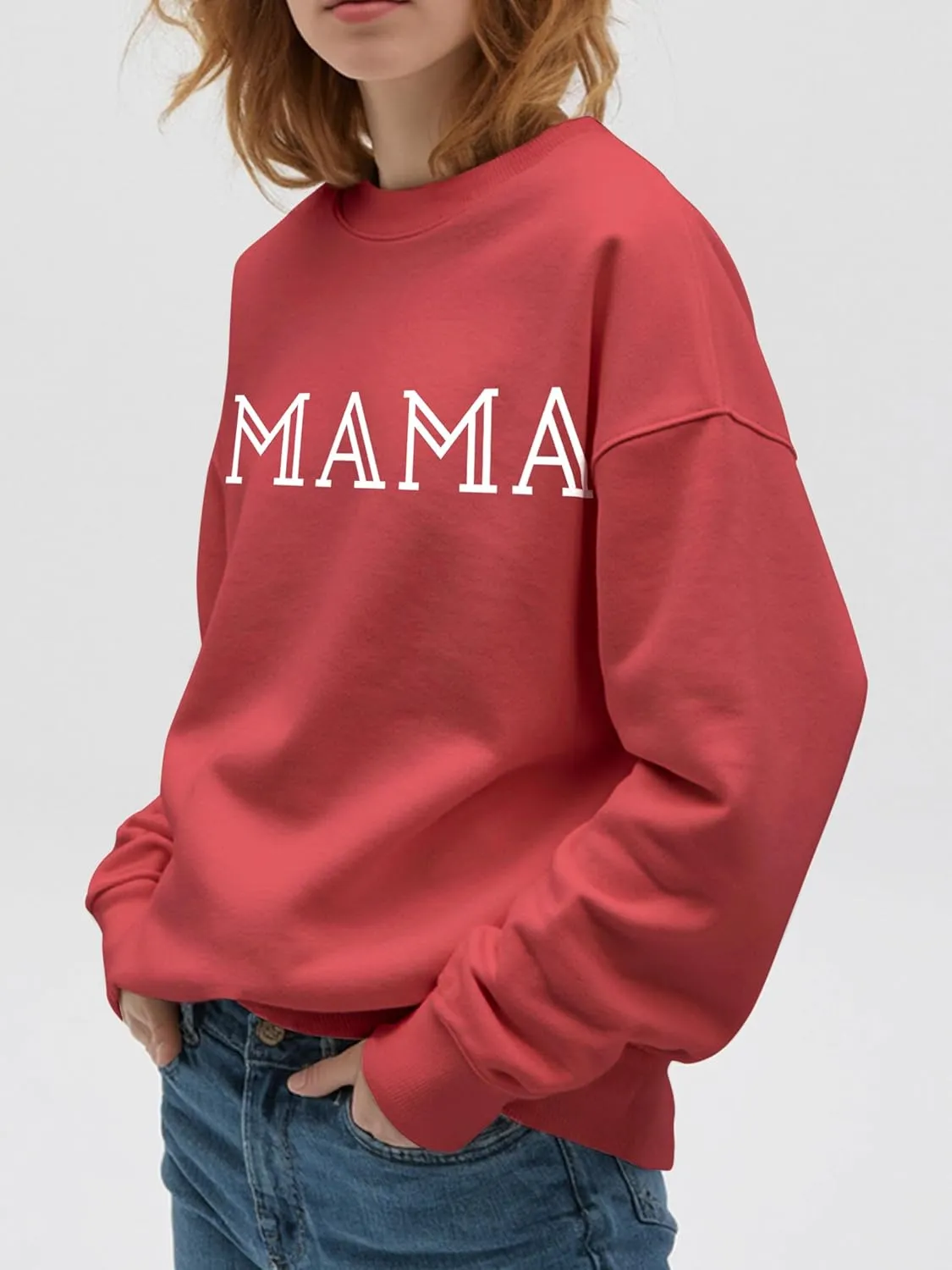 Mama Sweatshirt for Women Crewneck Casual Oversized Pullover Long Sleeve Tops Sweater Gift for New Mom