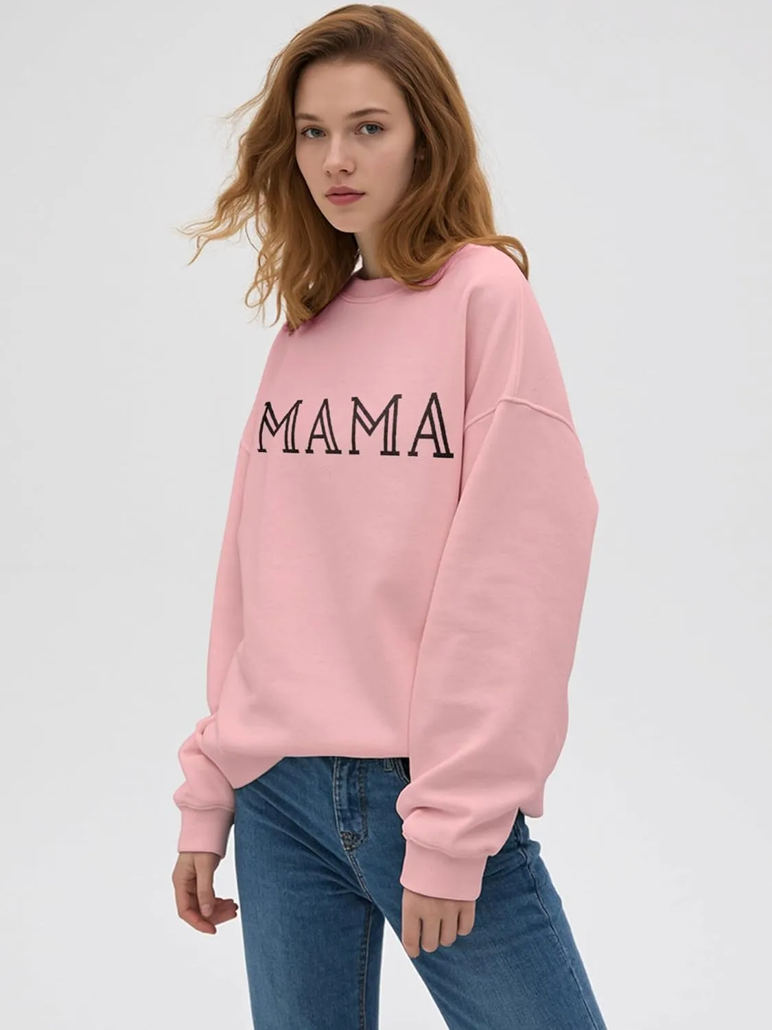 Mama Sweatshirt for Women Crewneck Casual Oversized Pullover Long Sleeve Tops Sweater Gift for New Mom