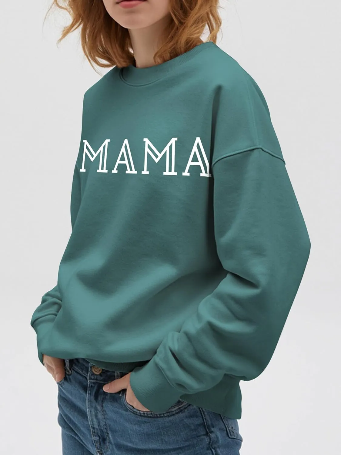 Mama Sweatshirt for Women Crewneck Casual Oversized Pullover Long Sleeve Tops Sweater Gift for New Mom