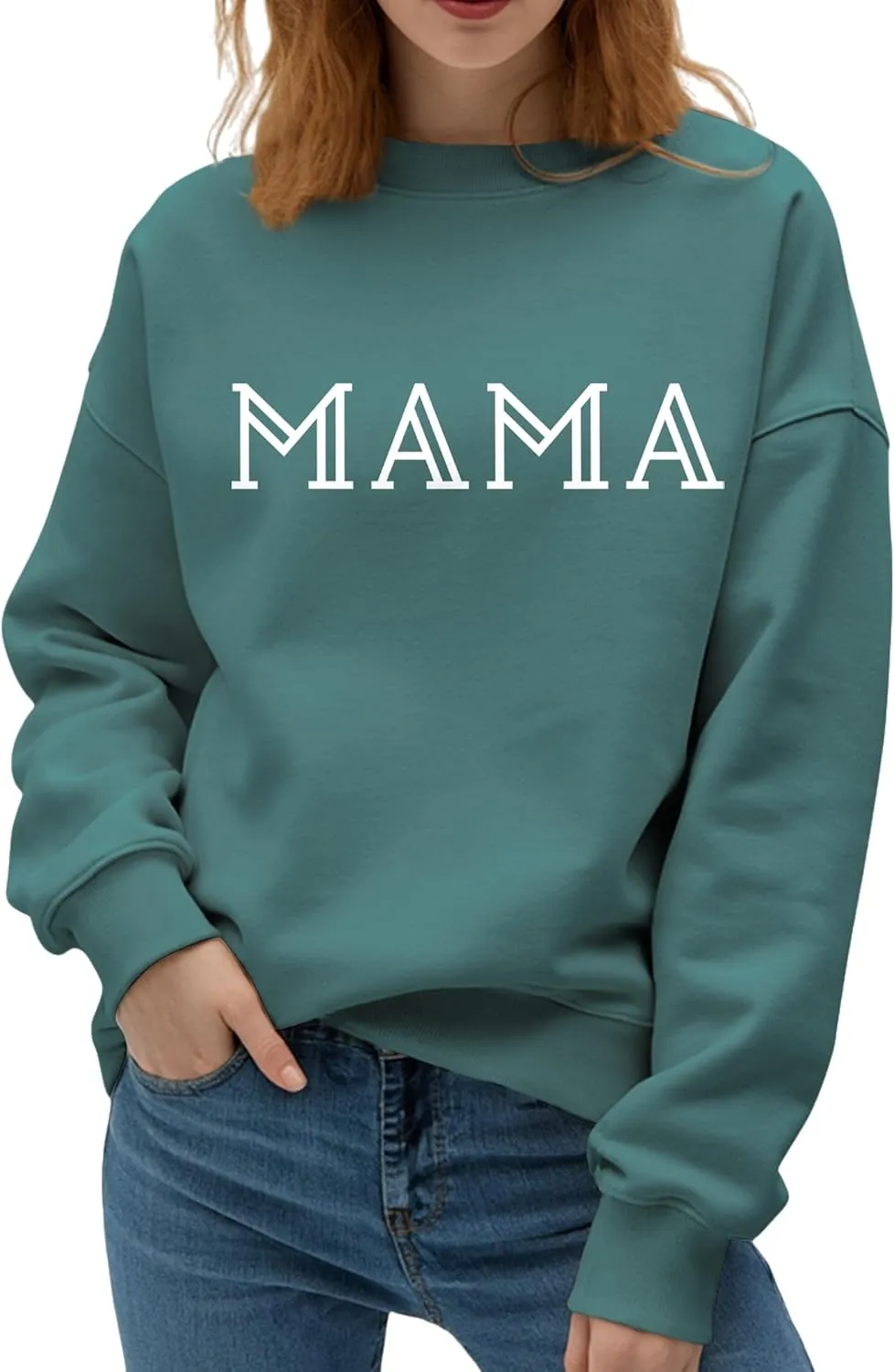 Mama Sweatshirt for Women Crewneck Casual Oversized Pullover Long Sleeve Tops Sweater Gift for New Mom