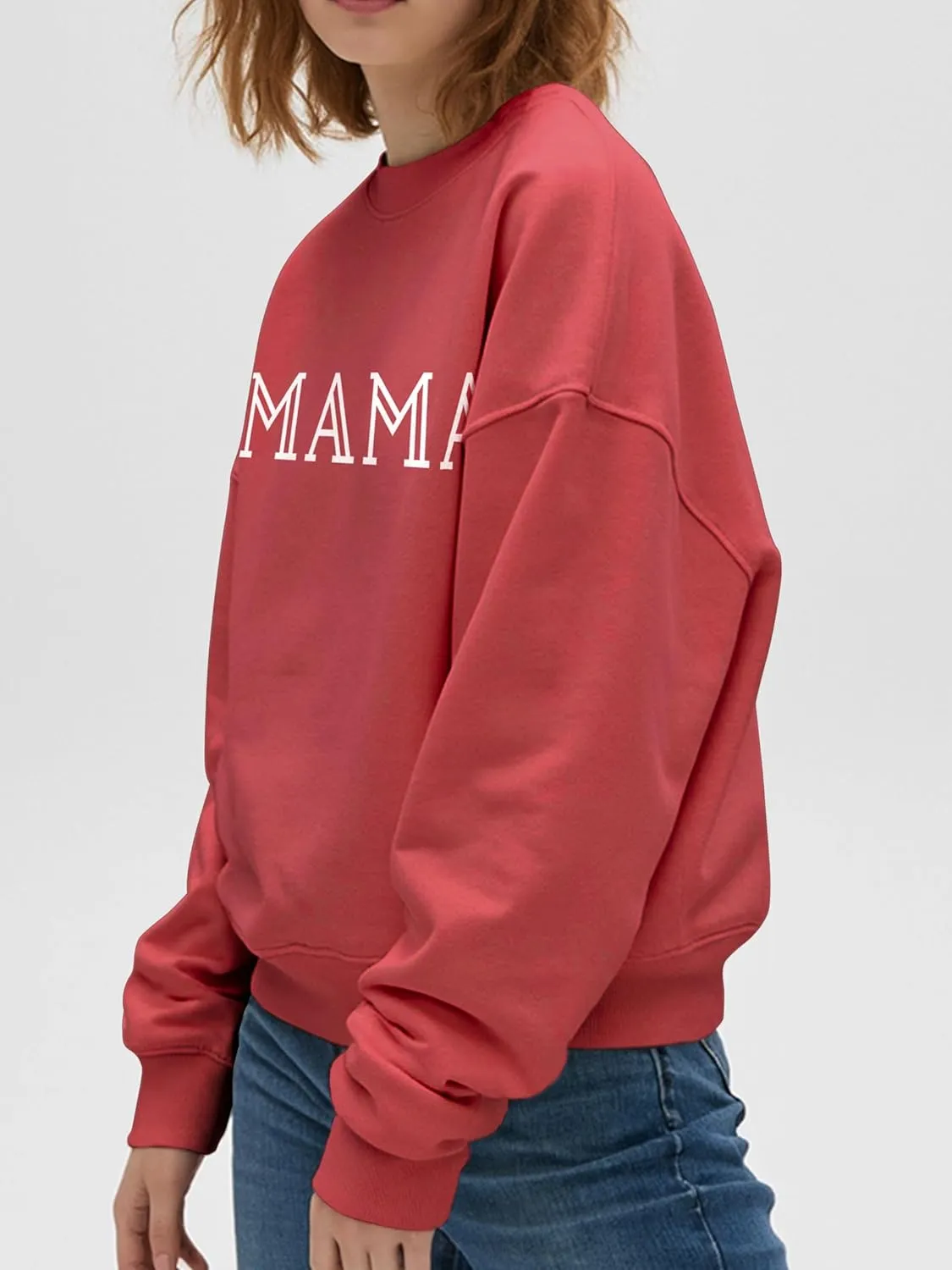 Mama Sweatshirt for Women Crewneck Casual Oversized Pullover Long Sleeve Tops Sweater Gift for New Mom
