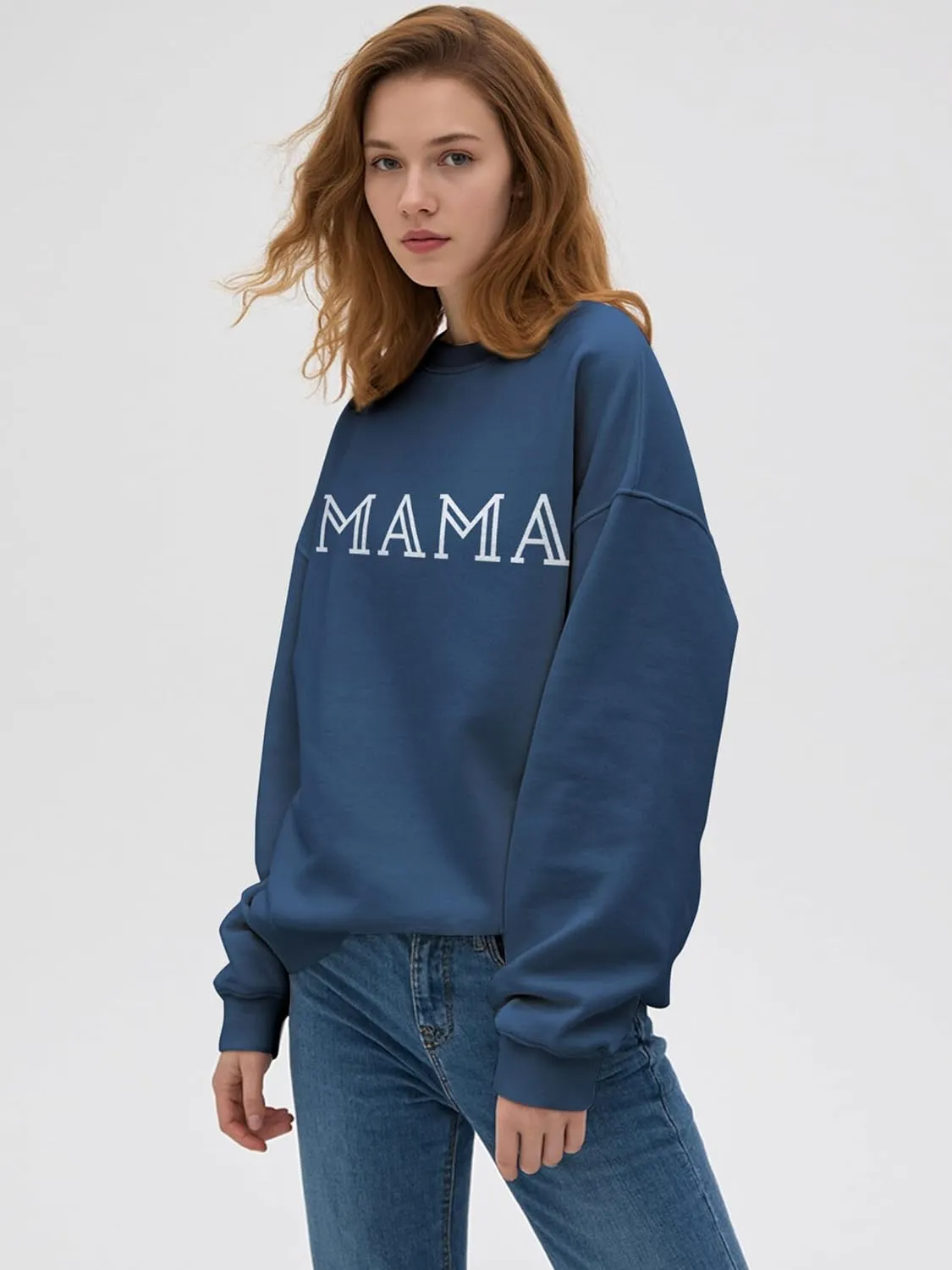 Mama Sweatshirt for Women Crewneck Casual Oversized Pullover Long Sleeve Tops Sweater Gift for New Mom
