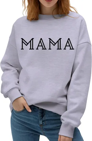 Mama Sweatshirt for Women Crewneck Casual Oversized Pullover Long Sleeve Tops Sweater Gift for New Mom