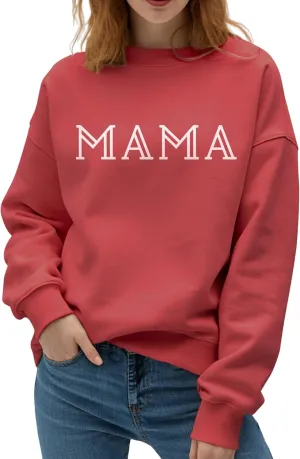 Mama Sweatshirt for Women Crewneck Casual Oversized Pullover Long Sleeve Tops Sweater Gift for New Mom