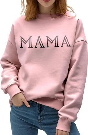 Mama Sweatshirt for Women Crewneck Casual Oversized Pullover Long Sleeve Tops Sweater Gift for New Mom