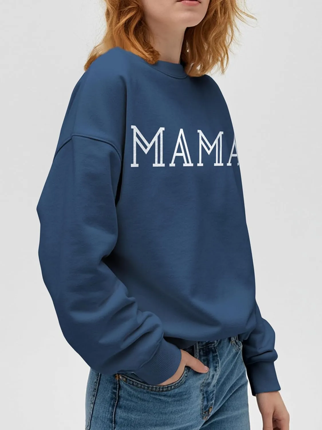 Mama Sweatshirt for Women Crewneck Casual Oversized Pullover Long Sleeve Tops Sweater Gift for New Mom