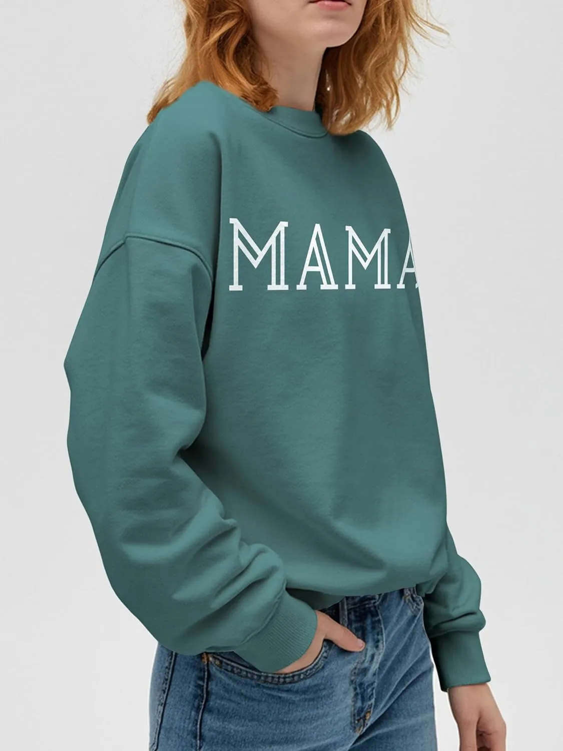 Mama Sweatshirt for Women Crewneck Casual Oversized Pullover Long Sleeve Tops Sweater Gift for New Mom