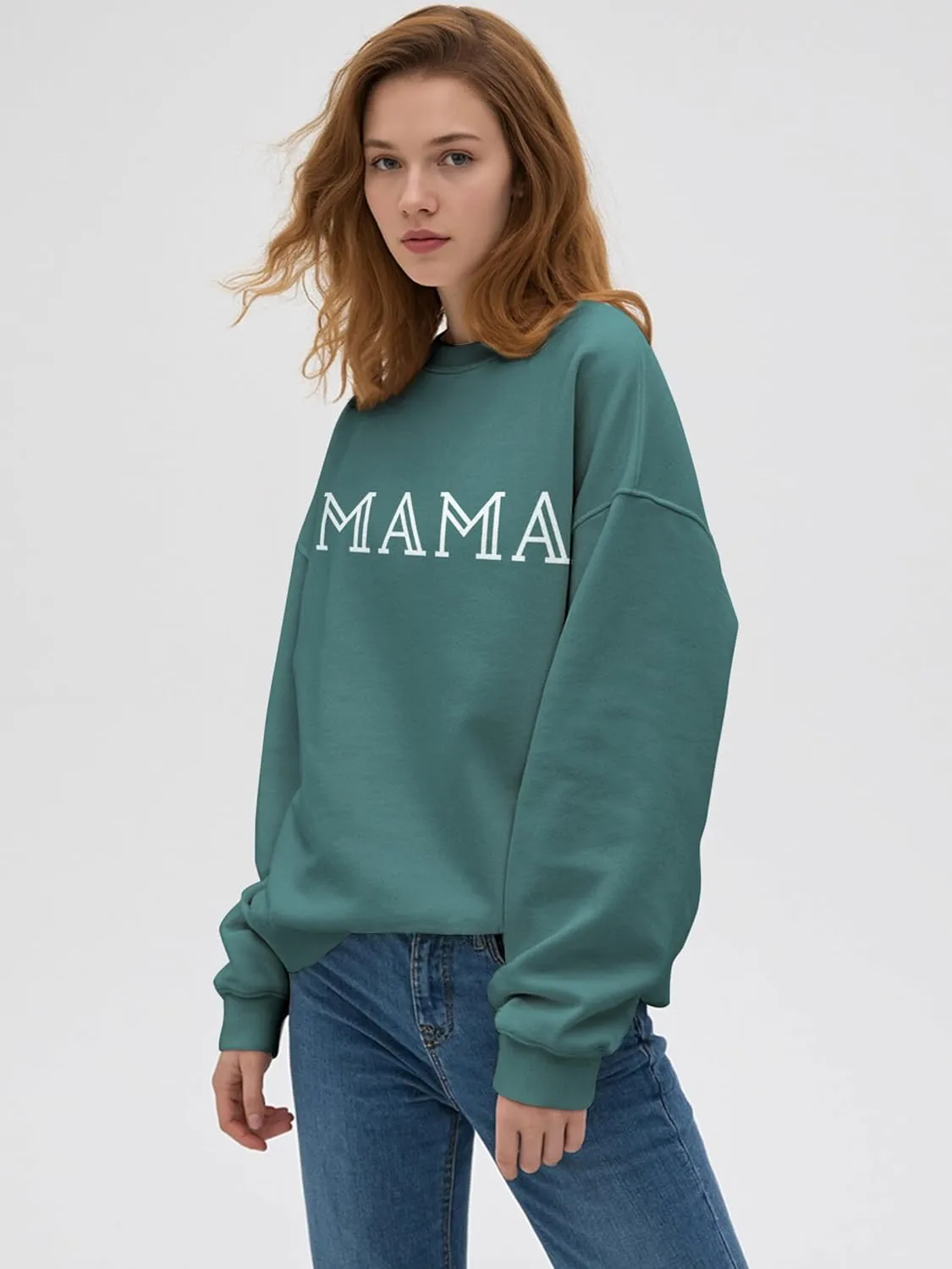 Mama Sweatshirt for Women Crewneck Casual Oversized Pullover Long Sleeve Tops Sweater Gift for New Mom