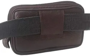 Men Genuine Leather Travel Cell Mobile Phone Belt Pouch Purse Fanny Pack Waist Bag Wallet Coffee Simple and Stylish