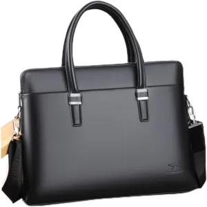Men's Cowhide Briefcase Laptop Bag Crossbody Style and Waterproof Fashion Business Bag