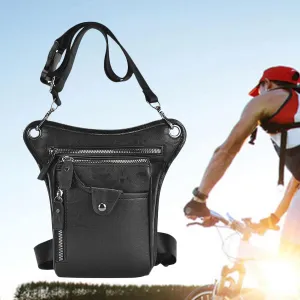 Men's Leather Leg Pouch Bag for Motorcycle Use