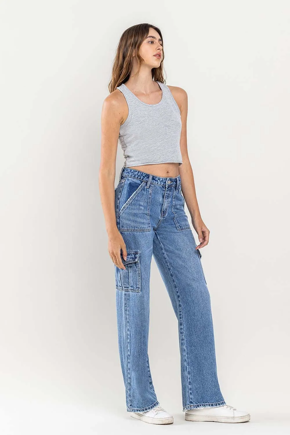 Mid Rise Wide Leg Cargo
