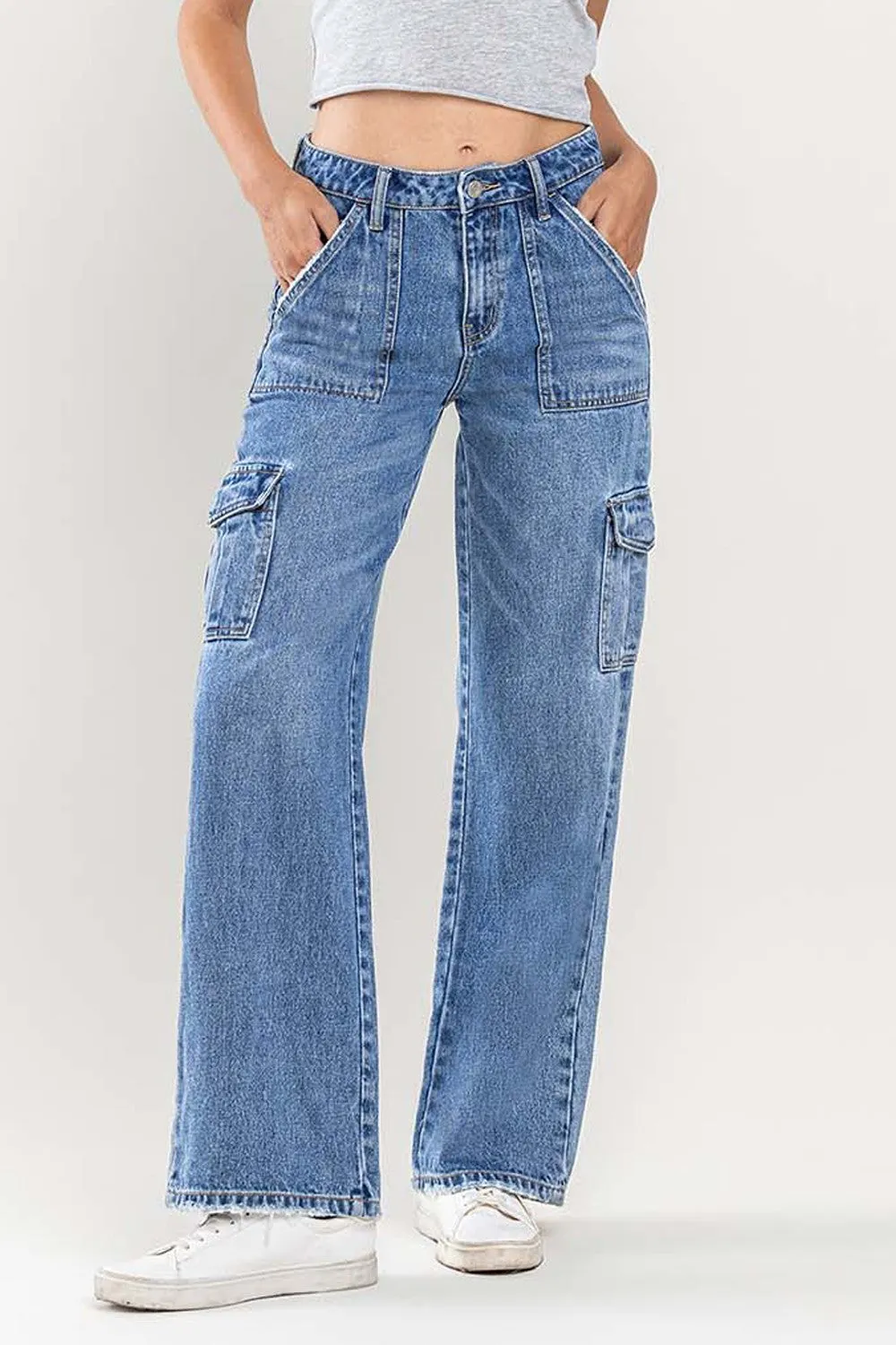 Mid Rise Wide Leg Cargo