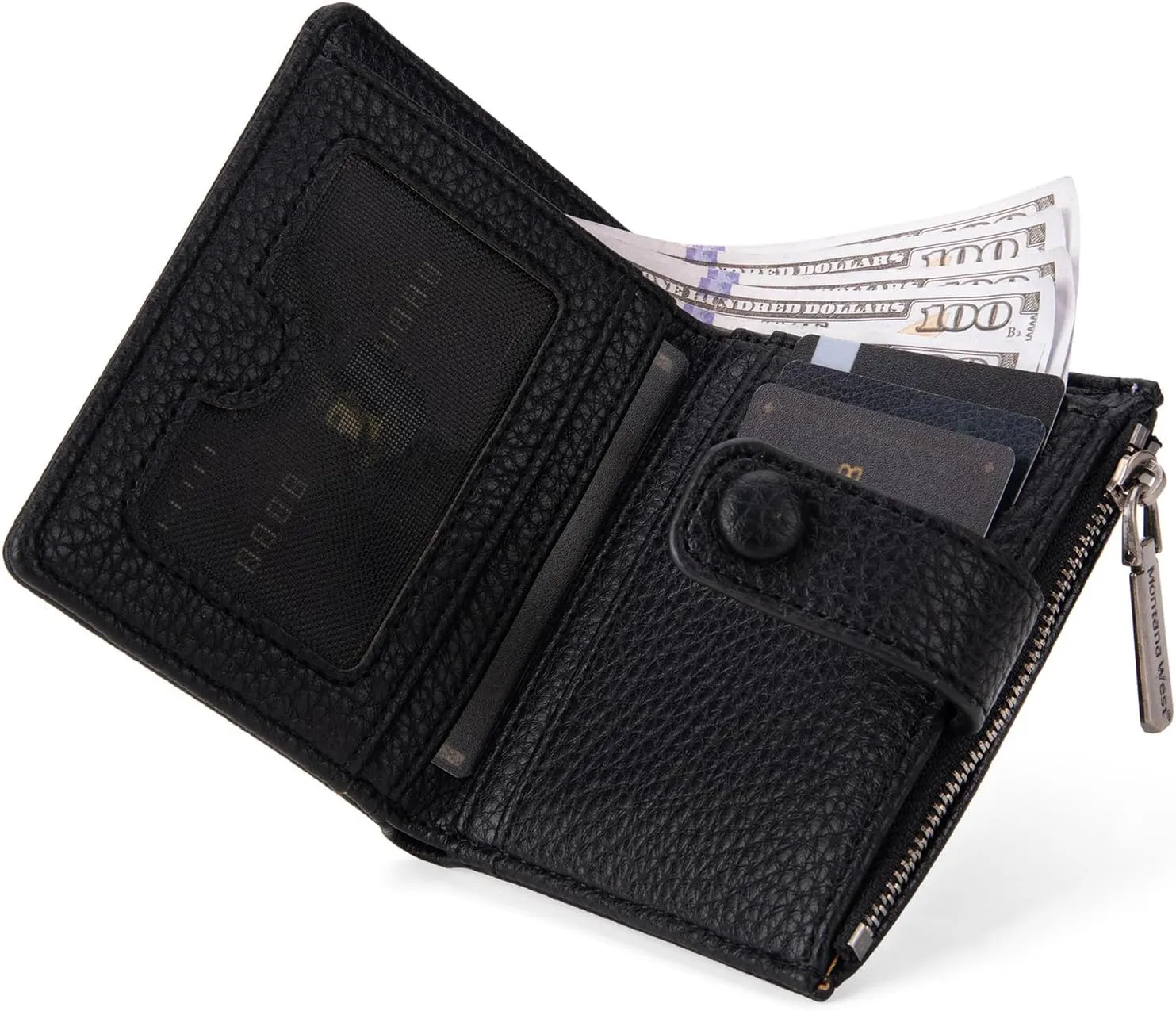 Montana West Women's Wallet Slim Bifold Card Holder RFID Blocking with Zipper Coin Pocket
