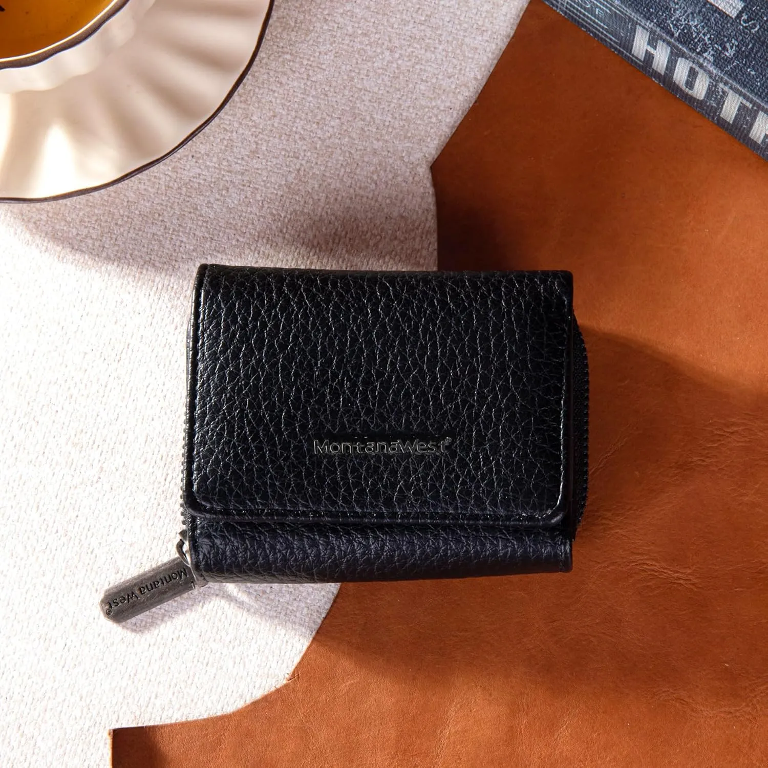 Montana West Women's Wallet Slim Trifold Card Holder RFID Blocking with Zipper Coin Pocket