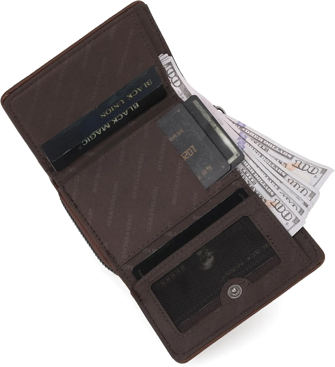 Montana West Women's Wallet Slim Trifold Card Holder RFID Blocking with Zipper Coin Pocket