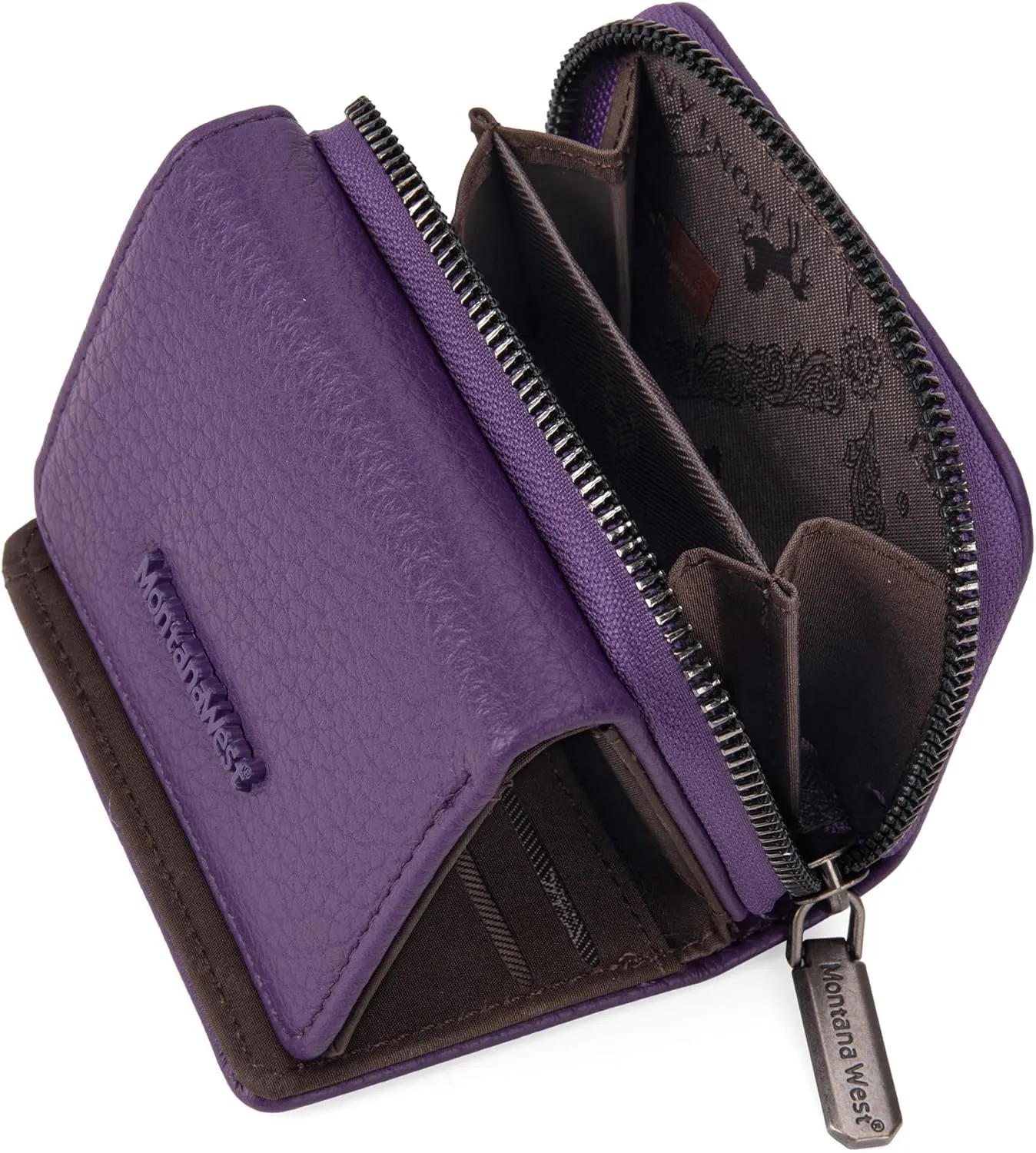 Montana West Women's Wallet Slim Trifold Card Holder RFID Blocking with Zipper Coin Pocket