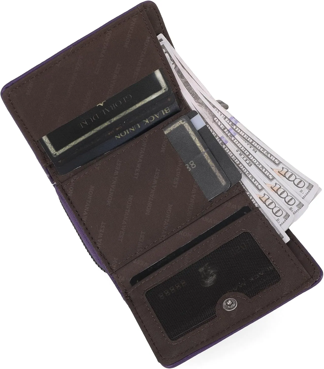 Montana West Women's Wallet Slim Trifold Card Holder RFID Blocking with Zipper Coin Pocket
