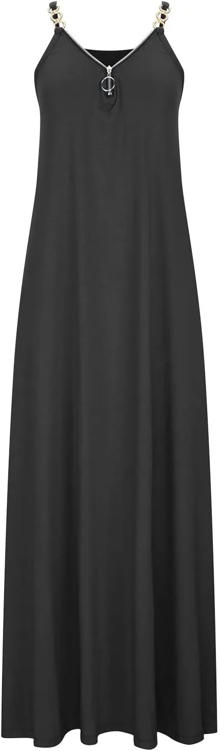 NaRHbrg Women's 2025 Summer Beach Dress Casual Sleeveless V Neck Spaghetti Strap Maxi Dresses Flowy Long Boho Sundress