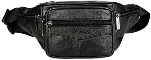 New Leather Waist Bag Men Fanny Pack Men Leather Pouch Men High Capacity Waterproof Hip Bag Black Belt Bag Big Kidney Bags Simple and Stylish