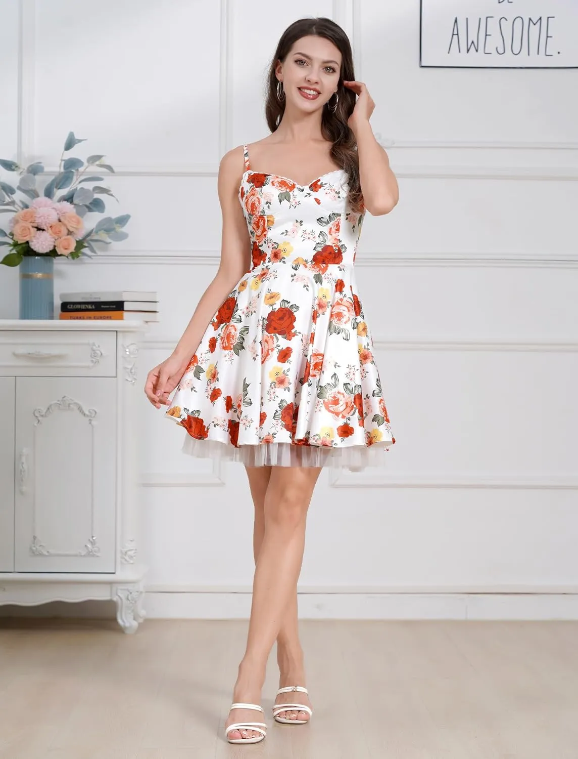 ODIZLI Women's Satin Short Corset Mini Short Dress Sleeveless Sweetheart Neckline Ruffle Party Dress Summer with Pockets