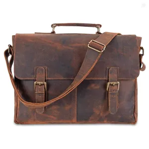 Personalised Handmade Real Leather Mens Briefcase Laptop Business Travel Vintage Bag Christmas Gift for Him/Brown