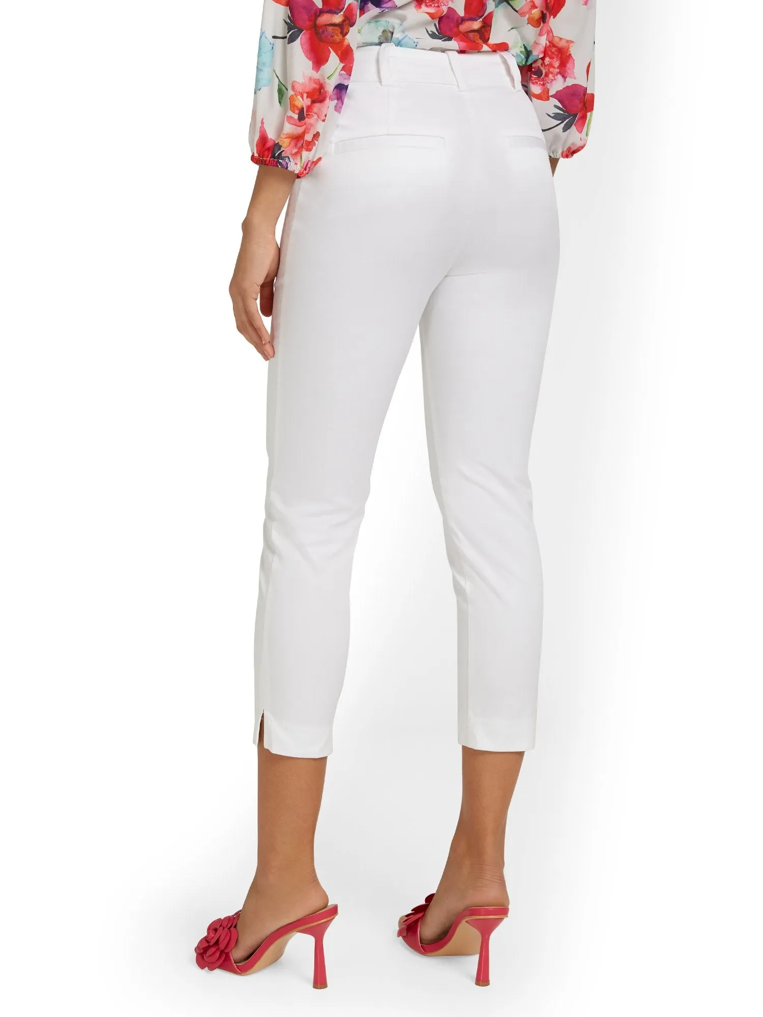 Petite High-Waisted White Capri Pant