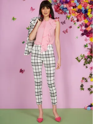 Petite Whitney High-Waisted Pull-On Slim-Leg Ankle Pant - Black & White Plaid