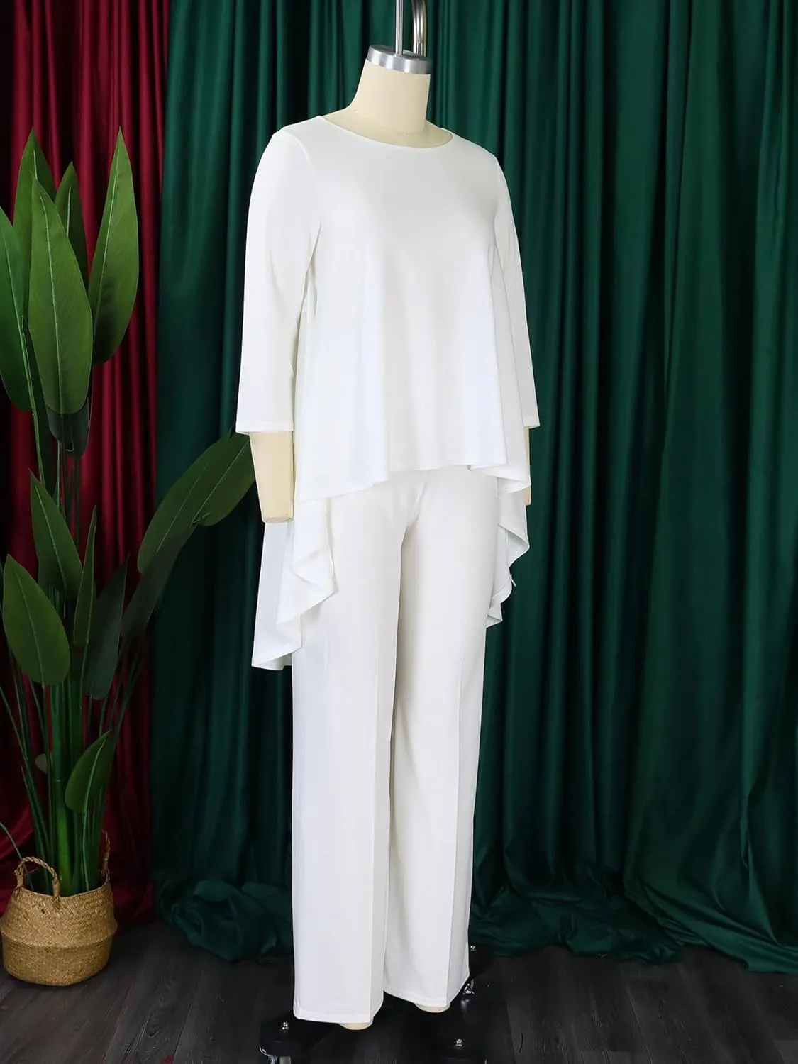 Plus Size 2 Piece Sets for Curvy Women Sexy Fall Long Sleeve Tops Wide Leg Pants Sets Sweatsuits Casual Tracksuits