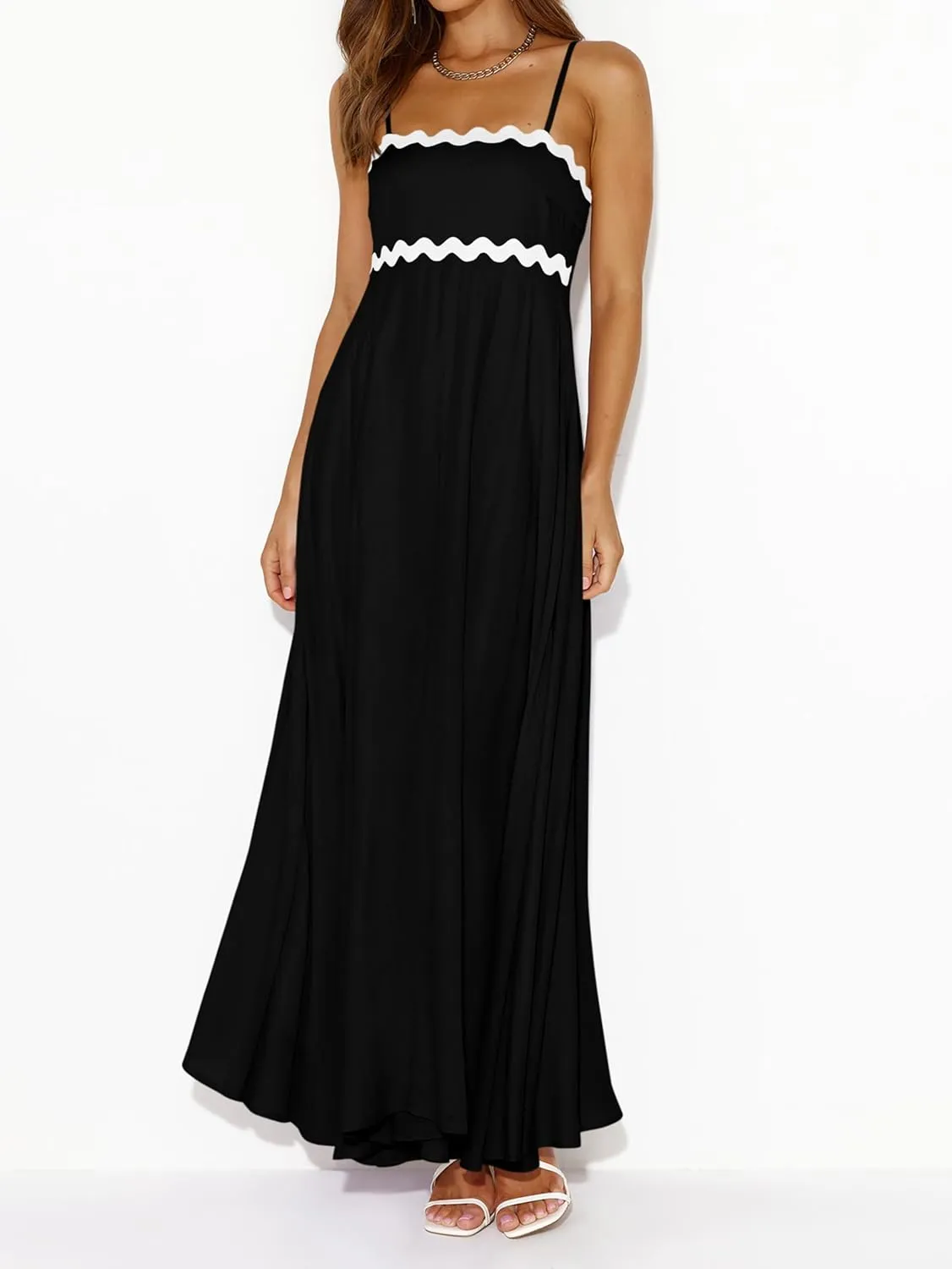 PRETTYGARDEN Womens Spaghetti Strap Maxi Dresses 2025 Summer Casual Sleeveless Smocked Boho A Line Long Flowy Beach Sundress