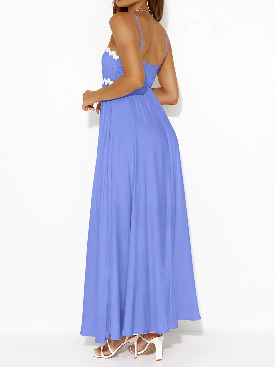 PRETTYGARDEN Womens Spaghetti Strap Maxi Dresses 2025 Summer Casual Sleeveless Smocked Boho A Line Long Flowy Beach Sundress