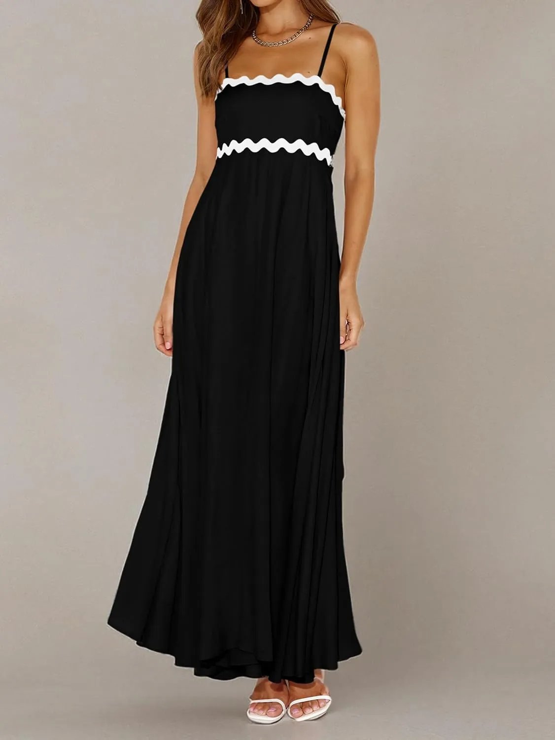 PRETTYGARDEN Womens Spaghetti Strap Maxi Dresses 2025 Summer Casual Sleeveless Smocked Boho A Line Long Flowy Beach Sundress