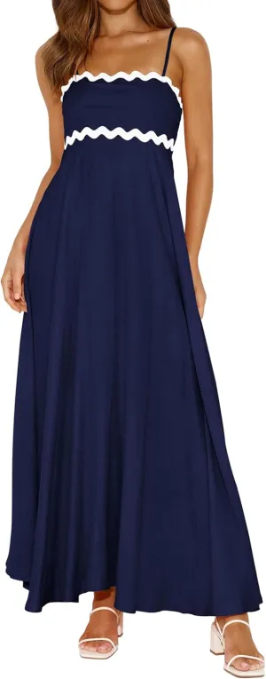 PRETTYGARDEN Womens Spaghetti Strap Maxi Dresses 2025 Summer Casual Sleeveless Smocked Boho A Line Long Flowy Beach Sundress