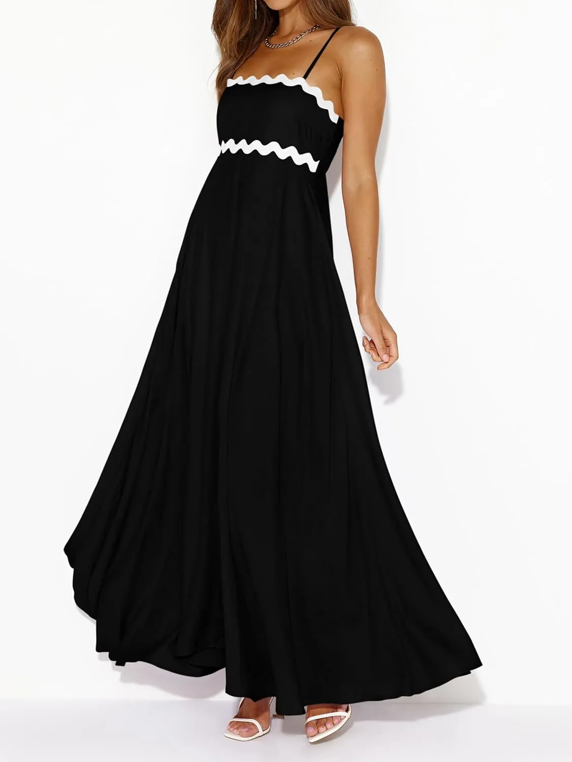 PRETTYGARDEN Womens Spaghetti Strap Maxi Dresses 2025 Summer Casual Sleeveless Smocked Boho A Line Long Flowy Beach Sundress