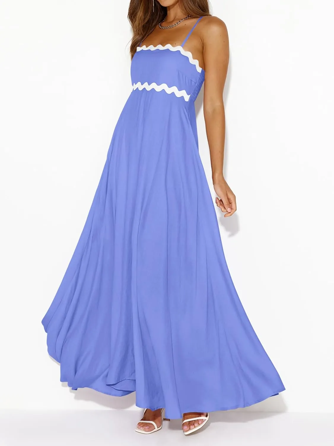 PRETTYGARDEN Womens Spaghetti Strap Maxi Dresses 2025 Summer Casual Sleeveless Smocked Boho A Line Long Flowy Beach Sundress