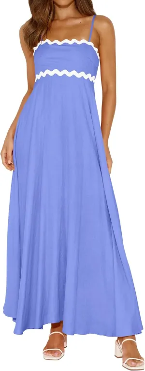 PRETTYGARDEN Womens Spaghetti Strap Maxi Dresses 2025 Summer Casual Sleeveless Smocked Boho A Line Long Flowy Beach Sundress